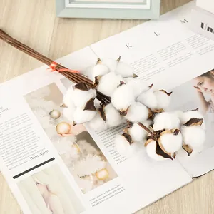 Artificial cotton branch single stem dry flower bouquet for home decoration DIY floral