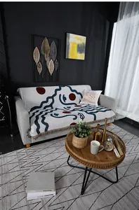 Nordic abstract line sofa cover blanket thick throw protector for living room furniture decor