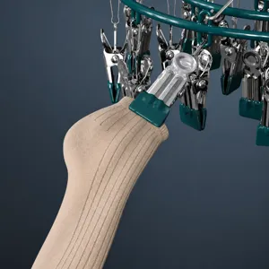 Stainless steel multi-clip clothes drying rack for socks and underwear, windproof and anti-rust design.
