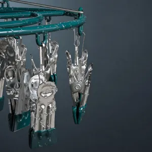 Stainless steel clothes drying rack with multiple clips for socks and underwear anti-rust