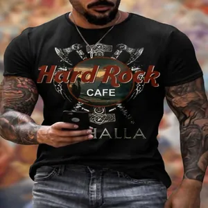 Men's vintage printed short sleeve crewneck t-shirt detail view, casual streetwear style.