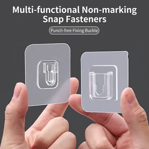 Multifunctional transparent punch-free self-adhesive interlocking wall hooks set