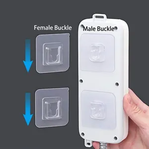 Heavy duty self-adhesive power strip wall mount holder with interlocking hooks