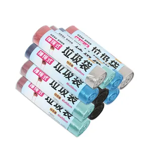Durable multi-color drawstring garbage bag rolls for household kitchen and office use