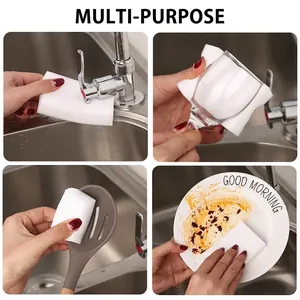 White magic nano sponge eraser for versatile kitchen cleaning and stain removal
