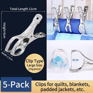 Große Edelstahl-Wäscheklammern für Decken und Steppbetten, 5er-Pack, 11 cm Länge