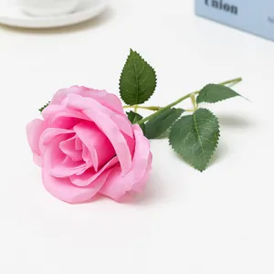 Artificial pink rose flower for indoor home decor, wedding table centerpiece and romantic display.