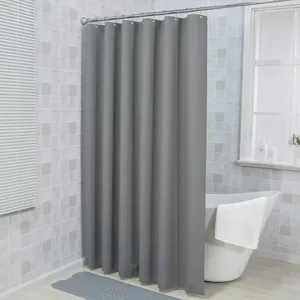 Cortina de ducha impermeable gris lisa diseño moderno minimalista para baño hogar
