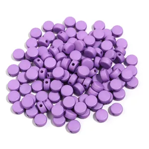 Acrylic solid color flat round beads bulk for DIY handmade bracelet jewelry making accessories.