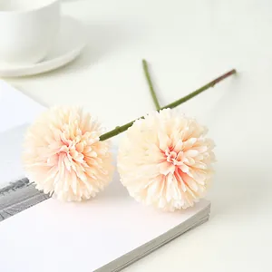 Künstliche rosa Ball-Chrysantheme einzelner Stiel Seidenblume für Heimtextilien Details