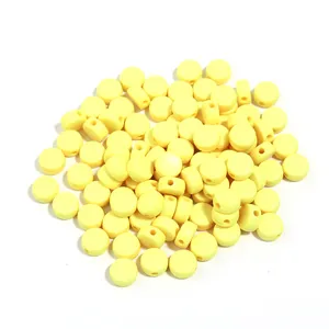 Acrylic solid flat round loose beads yellow DIY bracelet jewelry making craft accessories