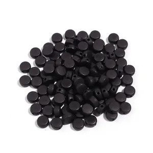 Black acrylic flat round loose beads for DIY bracelet making and jewelry craft accessories supply.
