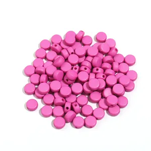 Acrylic solid color flat round beads small hole loose beads DIY bracelet accessories handmade