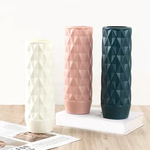 Plastic vase nordic style geometric diamond desktop flower arrangement home interior decor