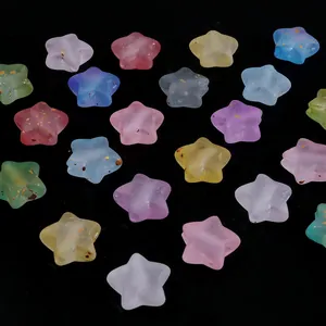 Bunte matte Acryl Pentagramm Perlen mit Goldfolie Flecken, DIY Schmuckherstellung Stern Anhänger.