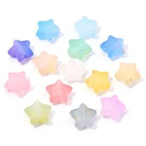 Bunte matte Acryl Stern Perlen fuer DIY Schmuckherstellung und schoene Halsketten.
