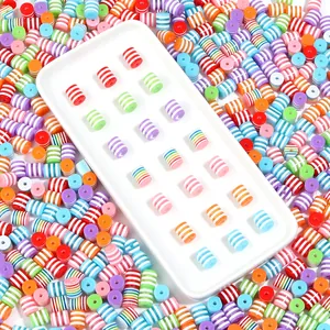 Resin rainbow white striped barrel beads translucent spacer beads DIY bracelet jewelry wholesale
