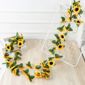 Artificial Sunflower Vine Fake Silk Flower Garland Hanging Plant For Home Staircase Wall Room Decor