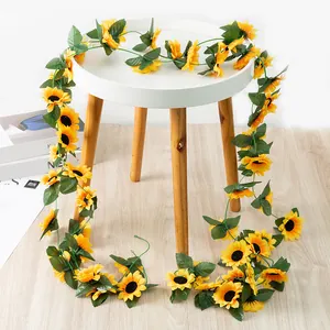 Artificial Sunflower Garland Fake Silk Flower Vine for Home Wall Decor Wedding Party