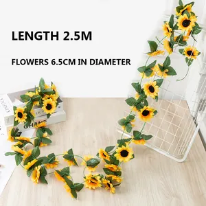 Artificial Sunflower Garland 2.5M Silk Flower Vine for Home Garden Party Decoration