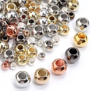 Perline Distanziatrici a Foro Largo in CCB Elettroplaccato Tonde Perline con Finitura Metallica Liscia per Creazione di Gioielli Fai-da-te Bracciali Nappe Decorazioni