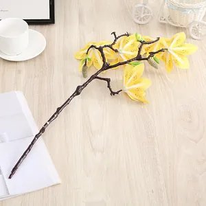 Ramo di fiori artificiali, giglio giallo decorazione per casa soggiorno hotel matrimonio.