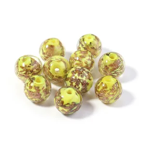Gold sand glass beads round loose beads straight hole DIY handmade jewelry accessories