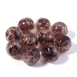 Purple goldstone glass beads round loose beads for DIY handmade jewelry making and accessories.