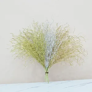 Detailed view of 53cm gold and silver artificial dragon whisker grass branches.