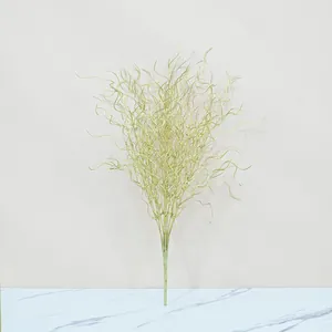 Detail view of 53cm gold dragon beard grass branch for Christmas holiday decoration.