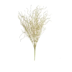 53cm 12-head golden artificial curly willow grass for Christmas tree decoration