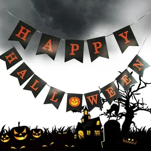 Halloween Girlande Dekoration happy halloween Party Hängeflagge gruseliger Kürbis Requisite