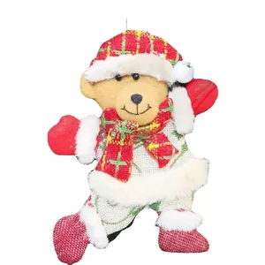 Cute Christmas dancing bear plush ornament fabric pendant for Xmas tree decoration