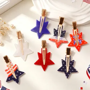 Dettaglio di fermagli per capelli a stella per l'Indipendenza americana con glitter e strisce