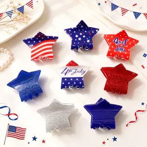 Set di mollette per capelli a stella per l'Independence Day con design a brillantini.