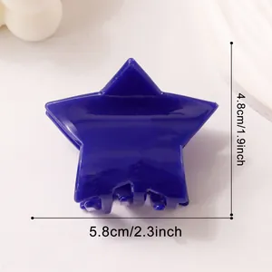 Molletta per capelli a stella blu scuro in acrilico lucido, larghezza 5,8 cm e altezza