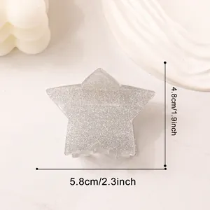 Dimensioni dettagliate della pinza per capelli in acrilico glitterato a forma di stella