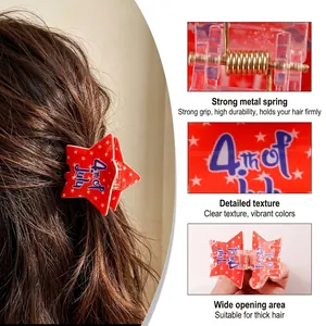 Molla per capelli stella 4 luglio Independence Day per capelli folti, accessorio acrilico