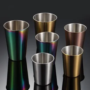 Stainless steel pint cups multi-color titanium plated metal beer cups set for bar kitchen use
