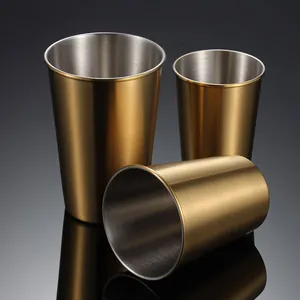 Gold titanium-plated 304 stainless steel pint beer cups set of three multi-specification containers
