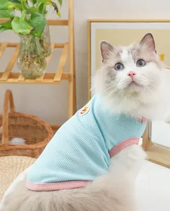 Summer thin breathable cat vest sleeveless pullover for cute kittens and small pets daily wear.