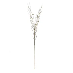 Detailed view of a 43cm gold glitter decorative branch for Christmas tree decor