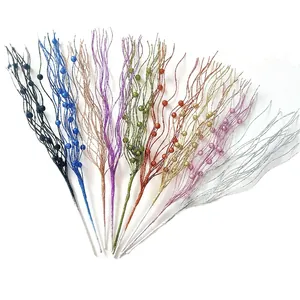 43cm glitter berry twigs for Christmas tree decoration in nine vibrant colors