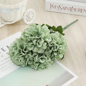 Artificial Green Chrysanthemum Silk Flower Bouquet for Modern Home Wedding Decoration