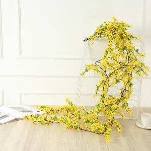 Guirlande de forsythia artificielle fleurs jaunes fausses pour mariage décoration murale photo