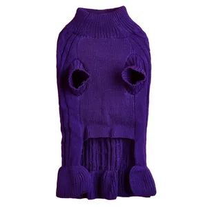 Cozy purple pet dog sweater turtleneck knit winter warm puppy clothes small dogs apparel
