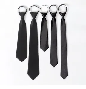Black zipper necktie lazy tie set short and long styles for men women students school uniform