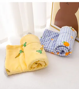 Cozy autumn and winter warm pet sleeping mat plush blanket with cute cartoon carrot and fruit design