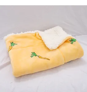 Cozy winter cat blanket plush pet mat with cute carrot design for warm sleeping detail.