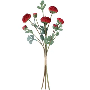 Künstlicher Hahnenfuß Blumenstrauß Seide Pfingstrose für Heimtextilien Tischdekoration rot.